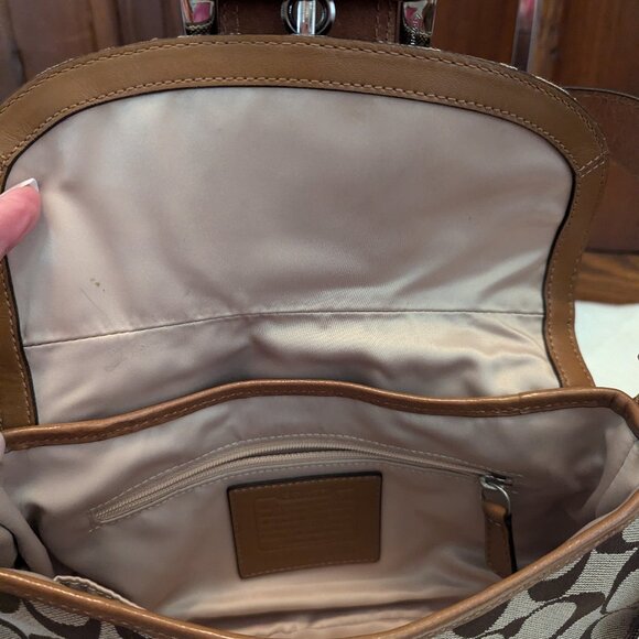 Coach SMALL 11860 Y2K Soho Beige Signature C Canvas & Tan Leather Shoulder Bag - Picture 9 of 11